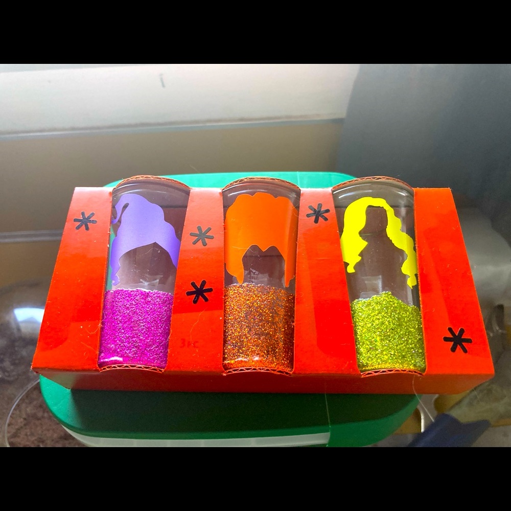 Homemade hocus pocus shot glass set